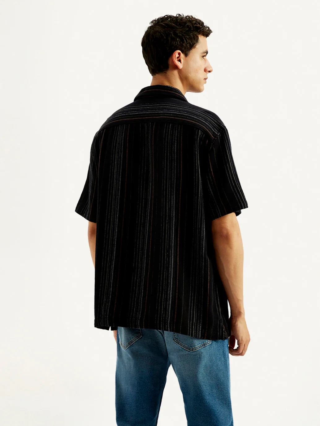 Men's Striped Slim Fit Resort Collar Shirt - Image 2