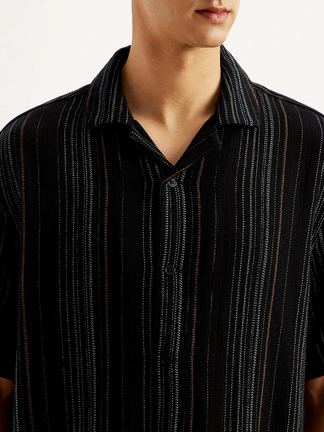 Men's Striped Slim Fit Resort Collar Shirt - Image 3