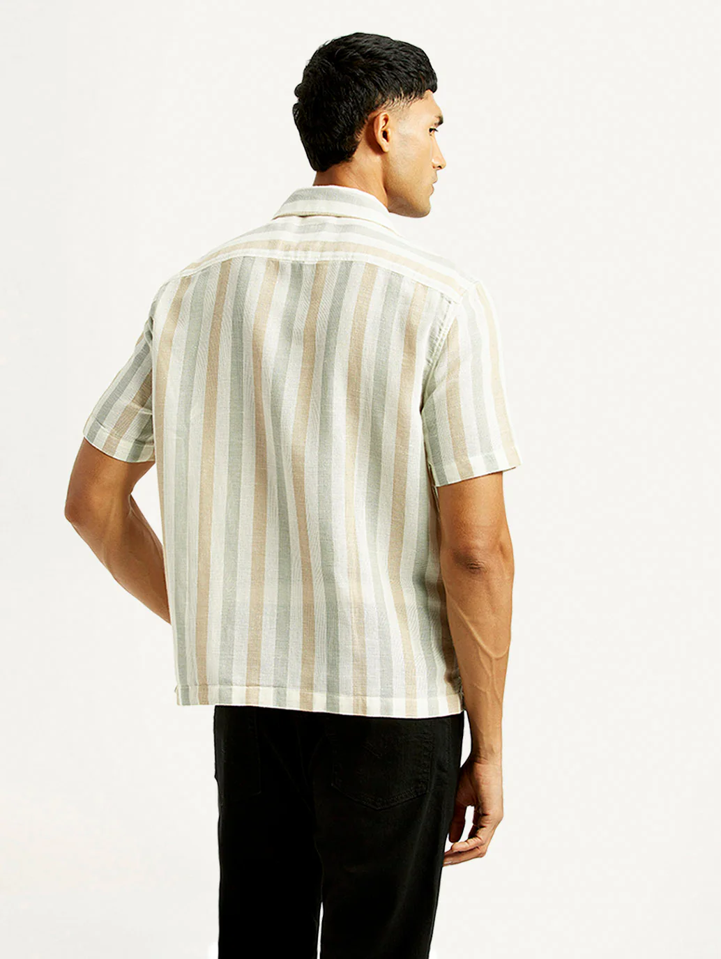Men's Striped Slim Fit Resort Collar Linen Shirt - Image 2