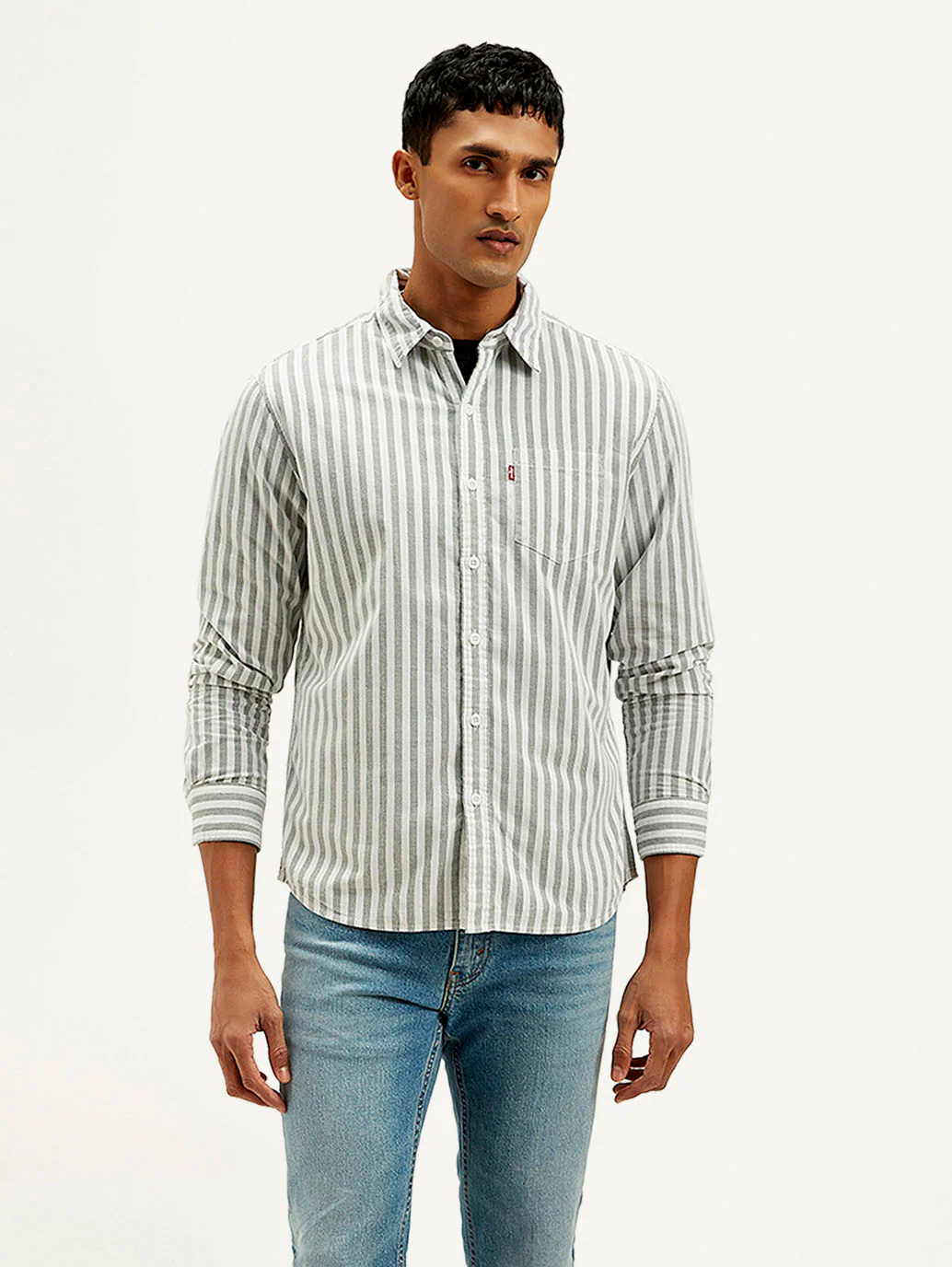 Men's Striped Slim Fit Corduroy Shirt - Image 3