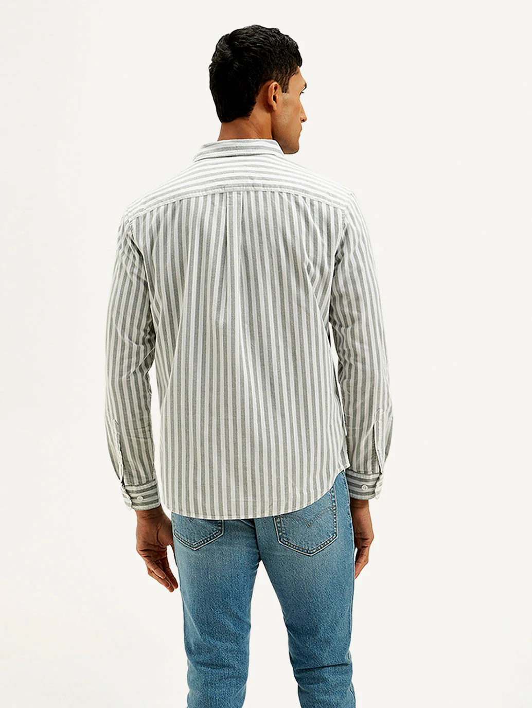 Men's Striped Slim Fit Corduroy Shirt - Image 4
