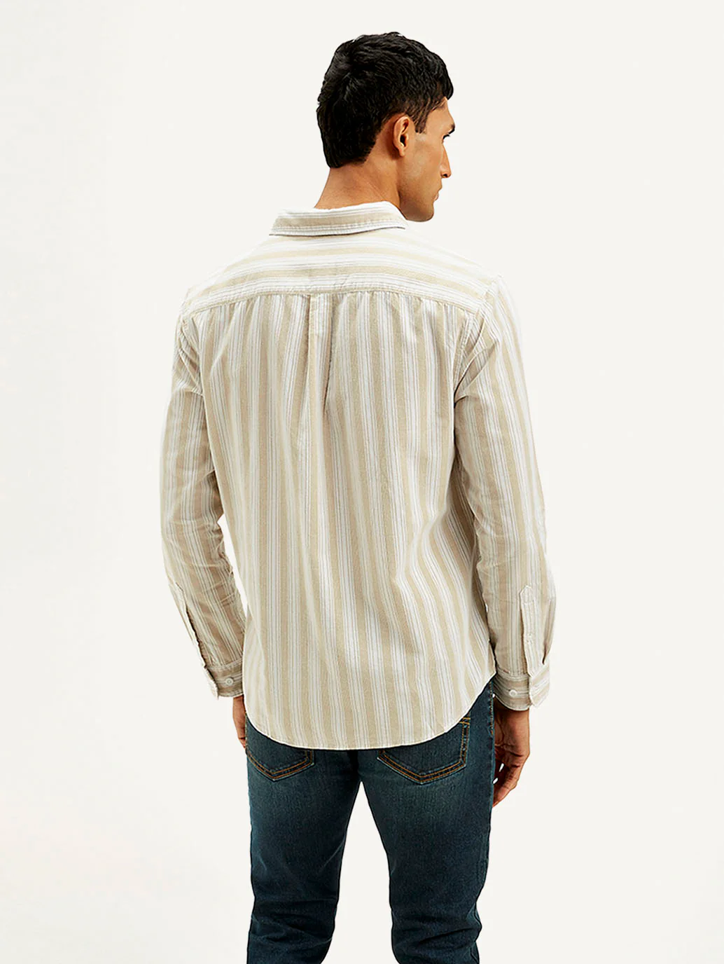 Men's Striped Slim Fit Corduroy Shirt - Image 2