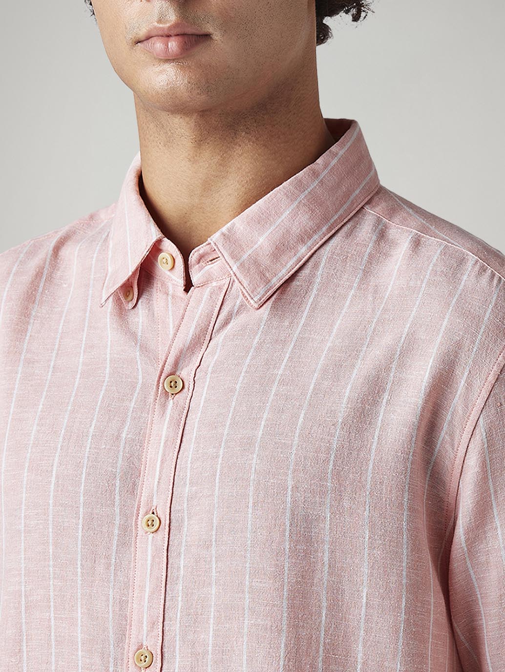 Men's Striped Slim Fit Linen Shirt - Image 3