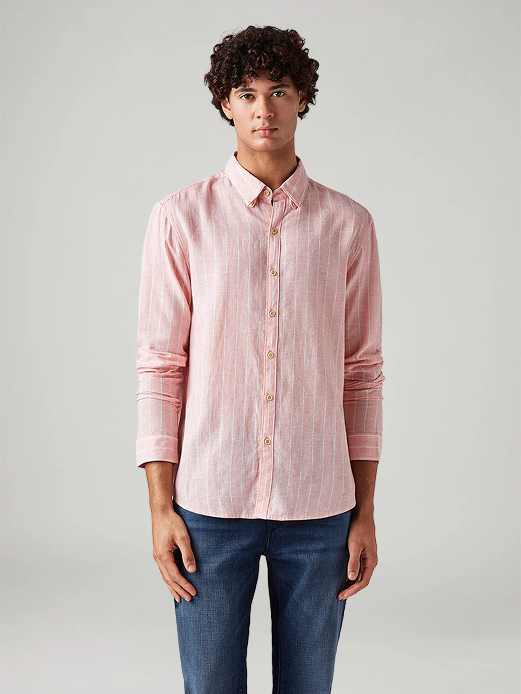 Men's Striped Slim Fit Linen Shirt - Image 5