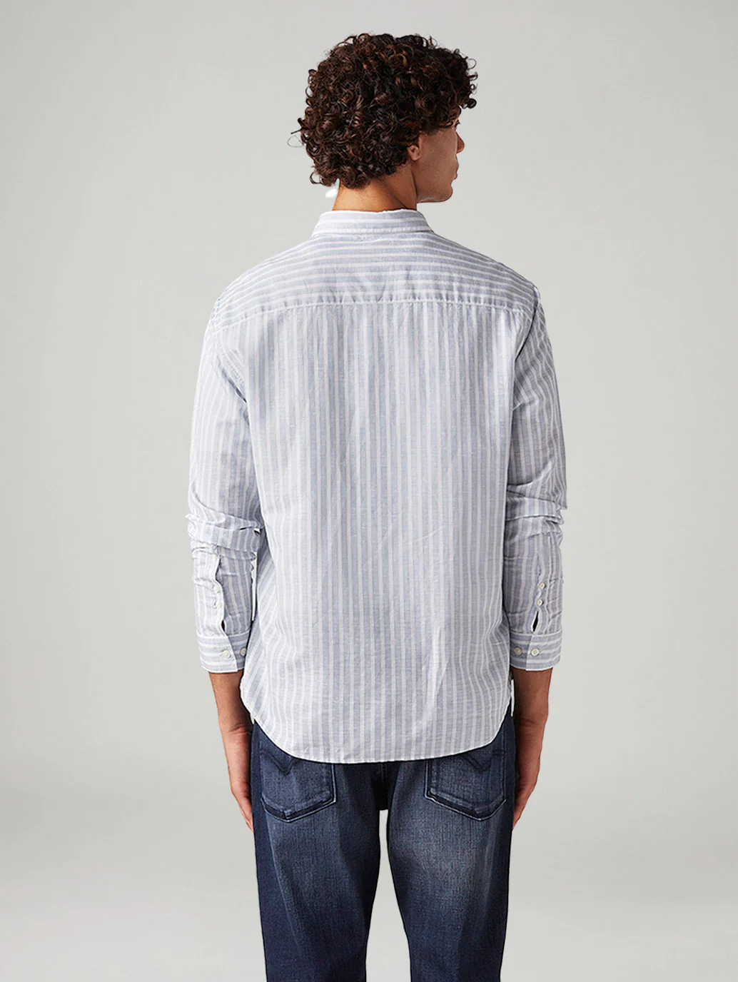 Men's Striped Slim Fit Linen Shirt - Image 2