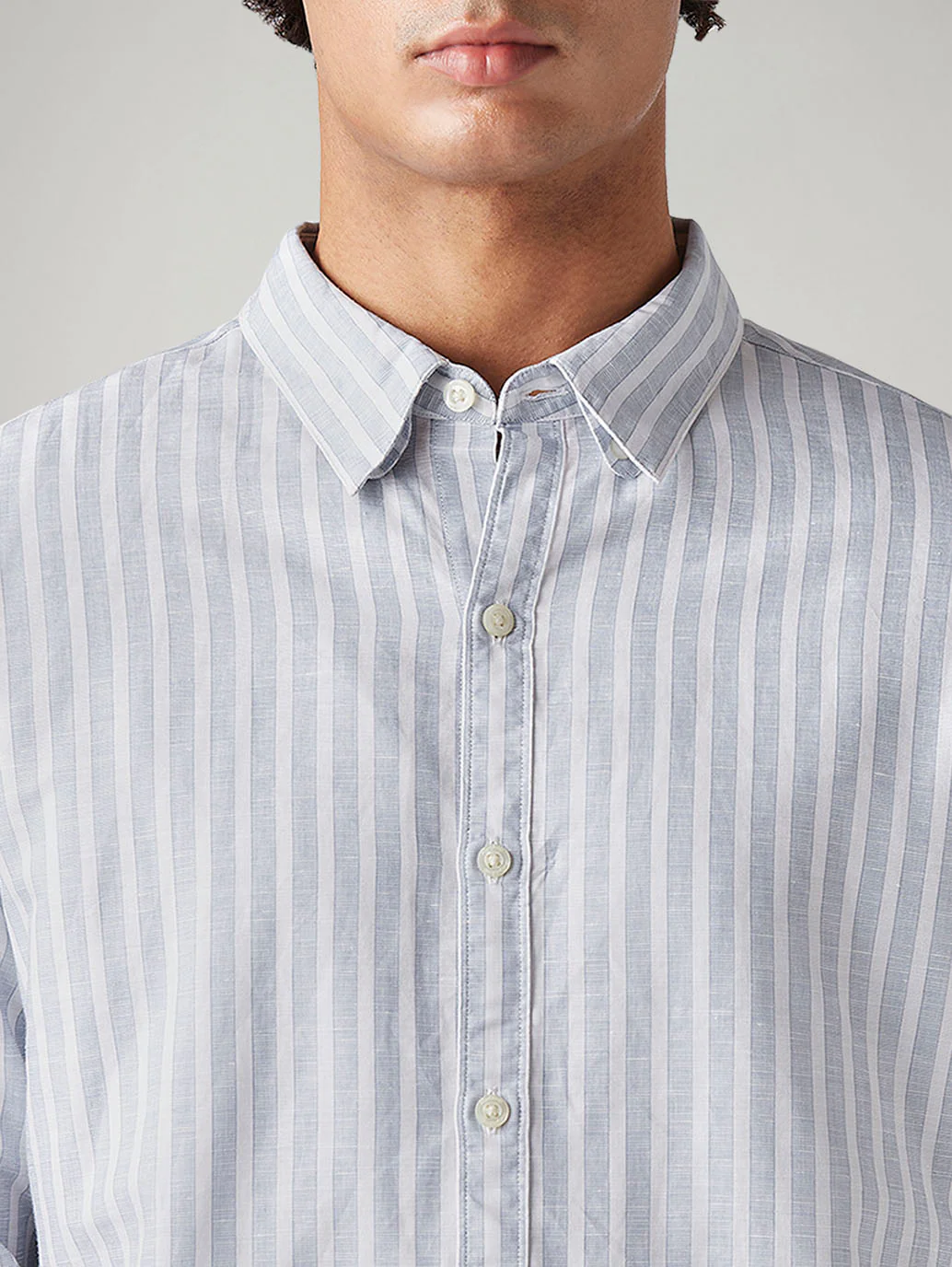 Men's Striped Slim Fit Linen Shirt - Image 4
