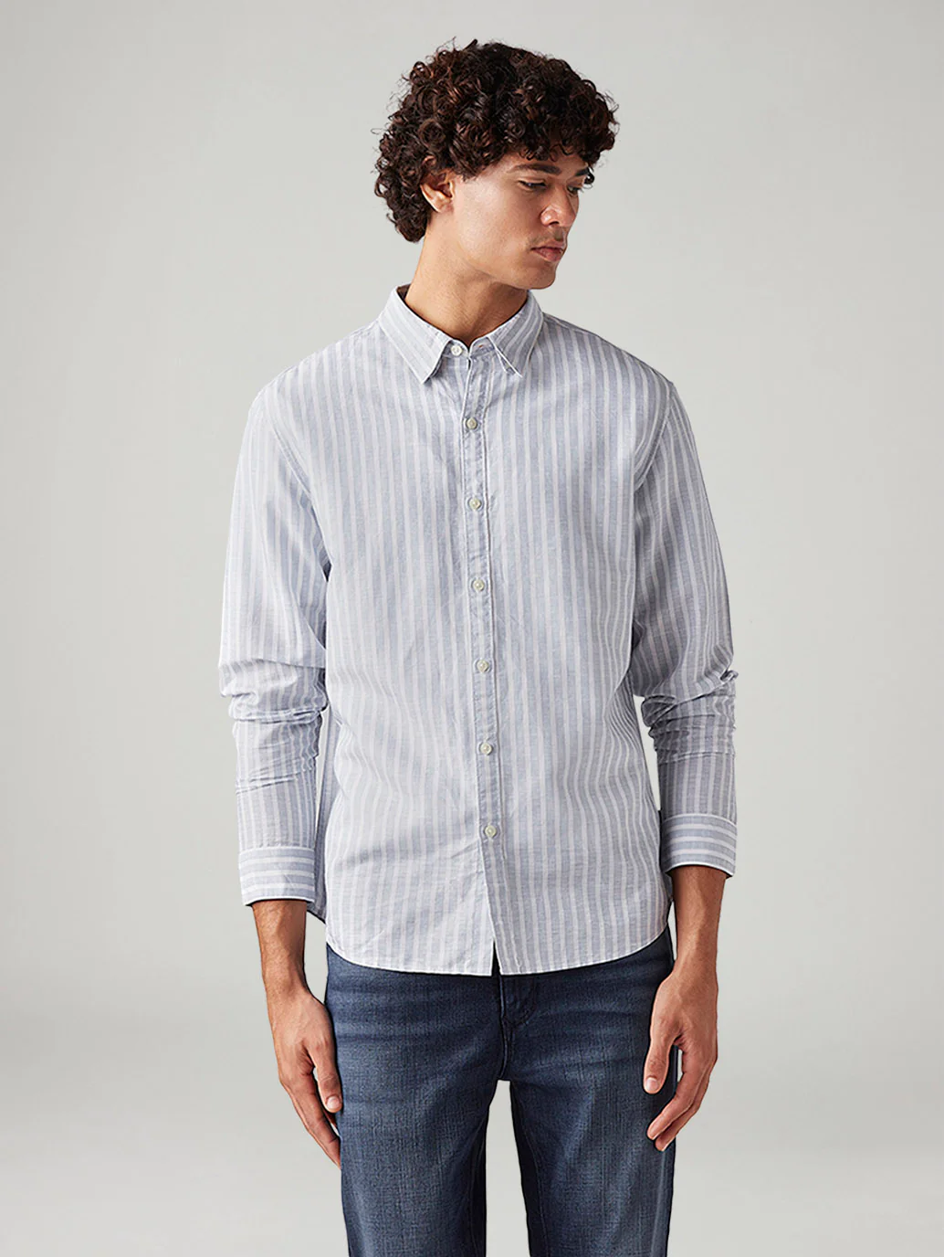 Men's Striped Slim Fit Linen Shirt - Image 5