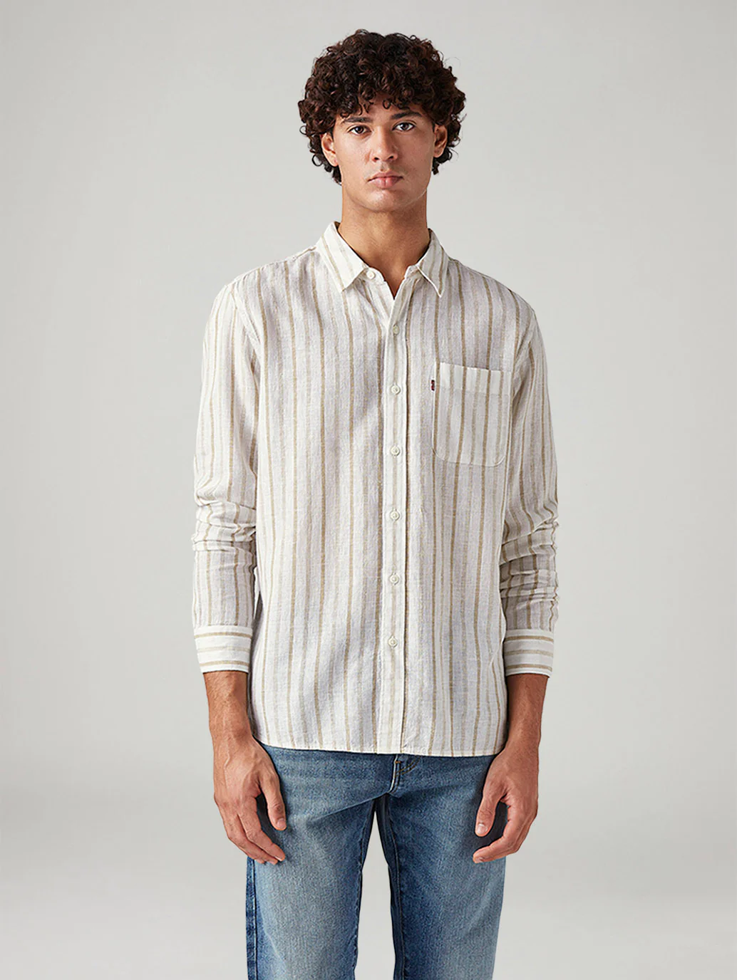 Men's Striped Slim Fit Linen Shirt - Image 2