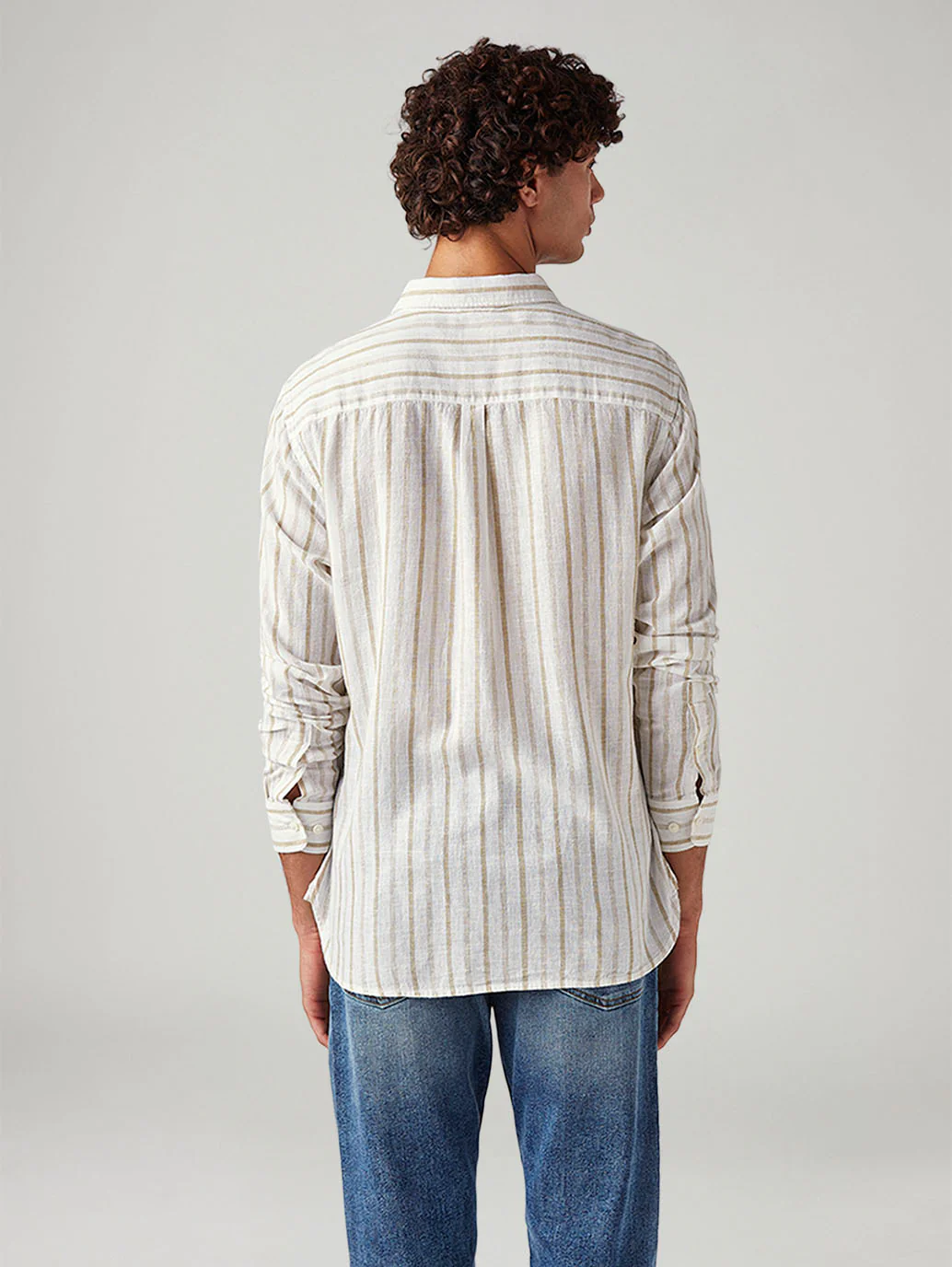 Men's Striped Slim Fit Linen Shirt - Image 3