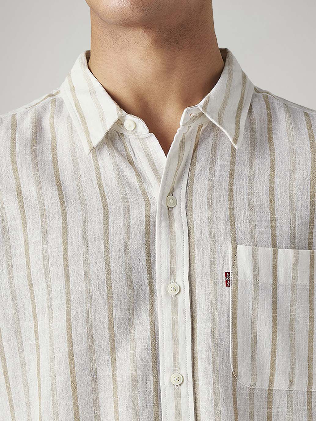 Men's Striped Slim Fit Linen Shirt - Image 4