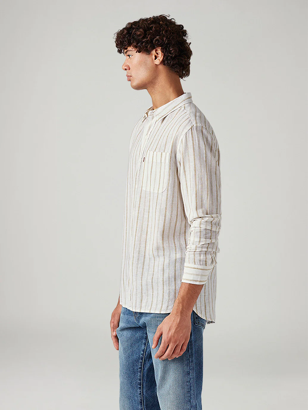 Men's Striped Slim Fit Linen Shirt - Image 5