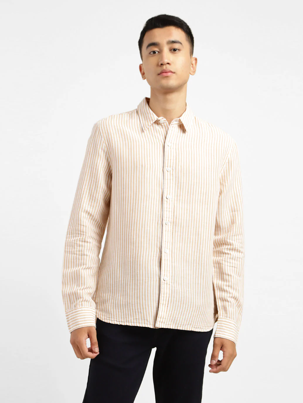 Men's Striped Slim Fit Linen Shirt - Image 2