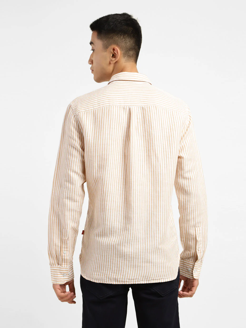 Men's Striped Slim Fit Linen Shirt - Image 3