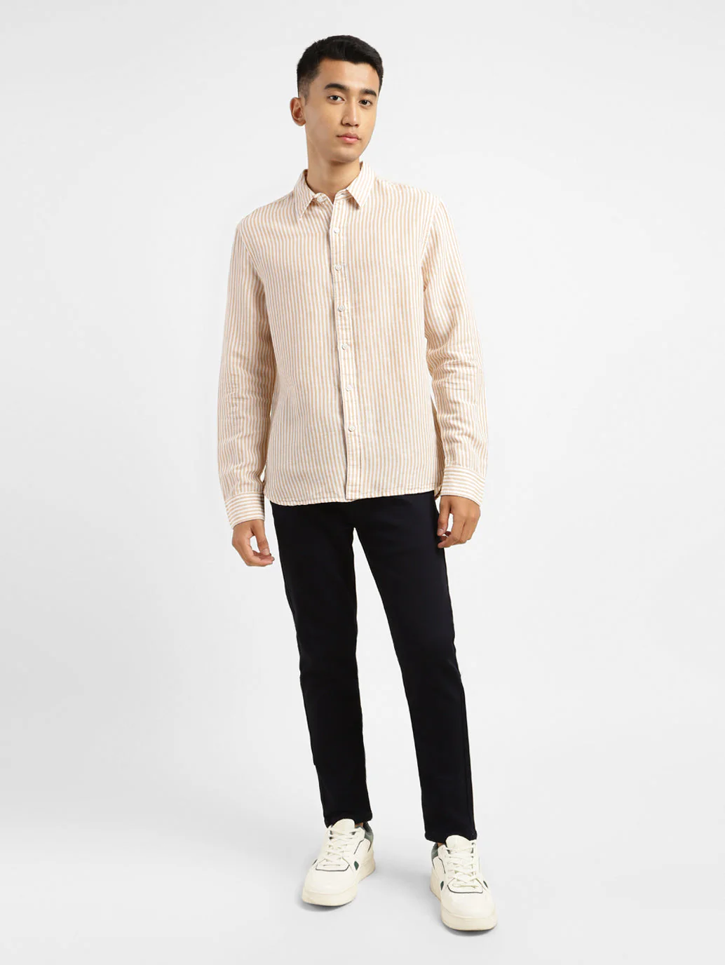Men's Striped Slim Fit Linen Shirt - Image 5