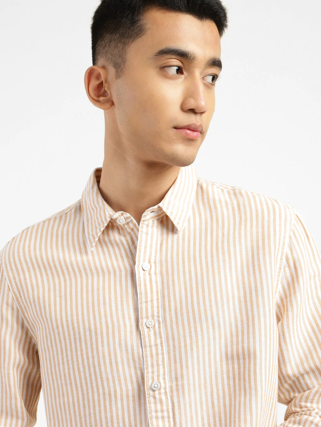 Men's Striped Slim Fit Linen Shirt - Image 6