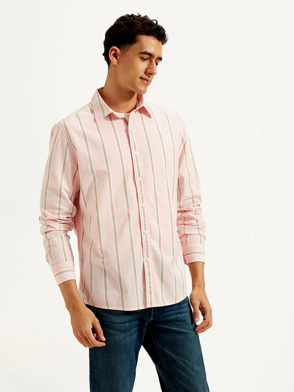 Men's Striped Slim Fit Oxford Shirt - Image 6