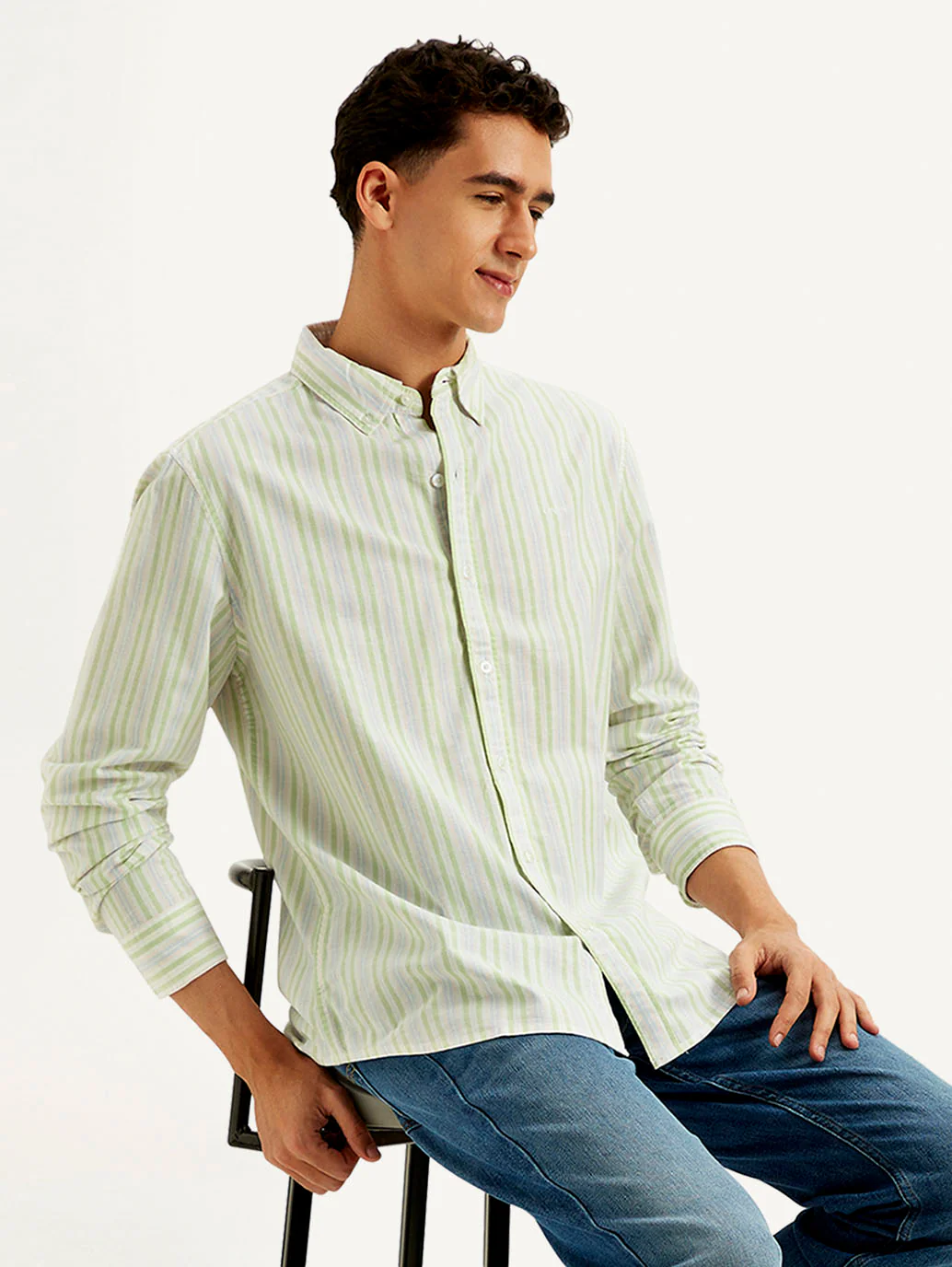 Men's Striped Slim Fit Oxford Shirt