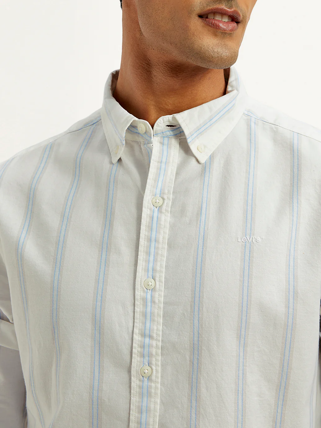 Men's Striped Slim Fit Oxford Shirt - Image 4