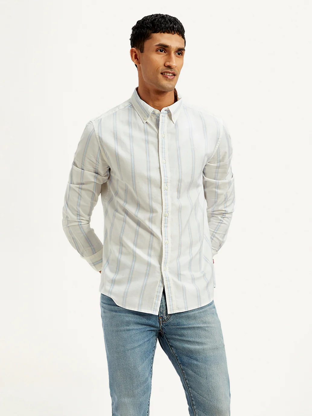 Men's Striped Slim Fit Oxford Shirt - Image 5
