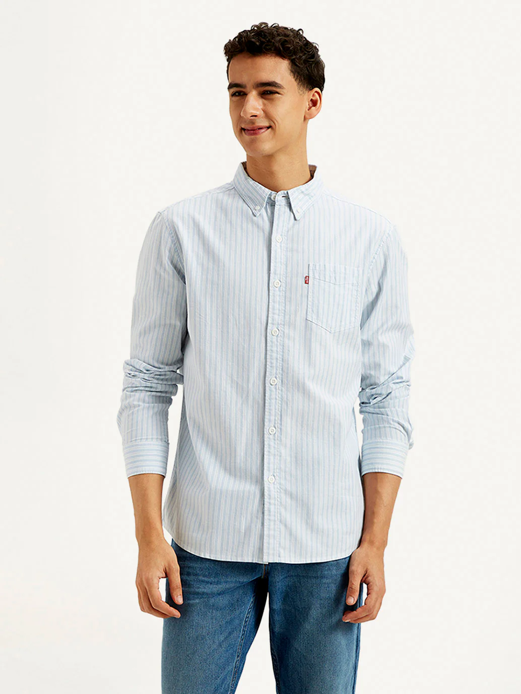 Men's Striped Slim Fit Oxford Shirt - Image 2