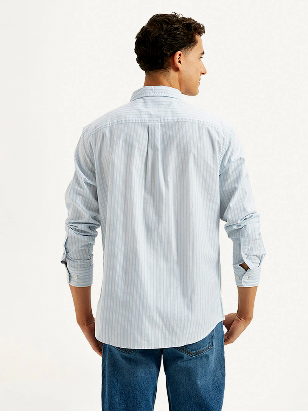 Men's Striped Slim Fit Oxford Shirt - Image 3