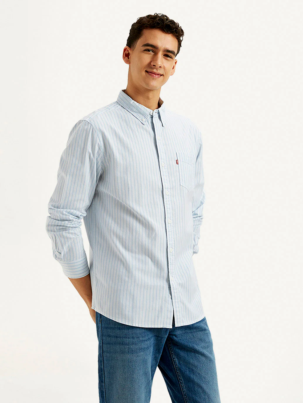 Men's Striped Slim Fit Oxford Shirt - Image 5