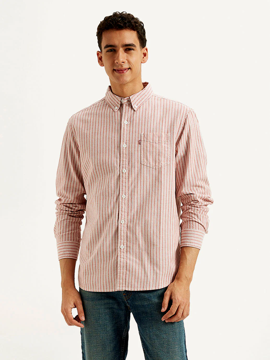 Men's Striped Slim Fit Oxford Shirt - Image 2