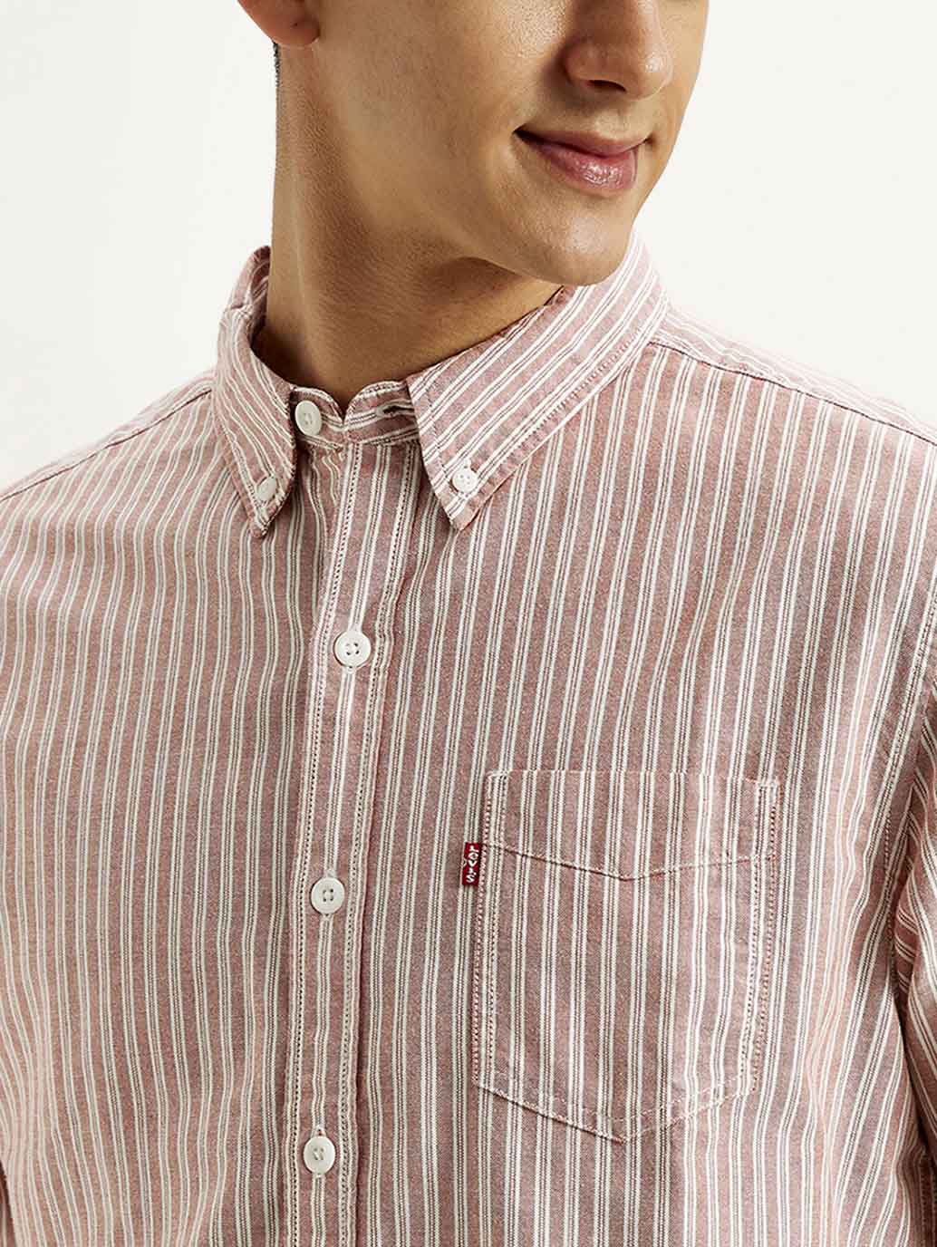 Men's Striped Slim Fit Oxford Shirt - Image 4