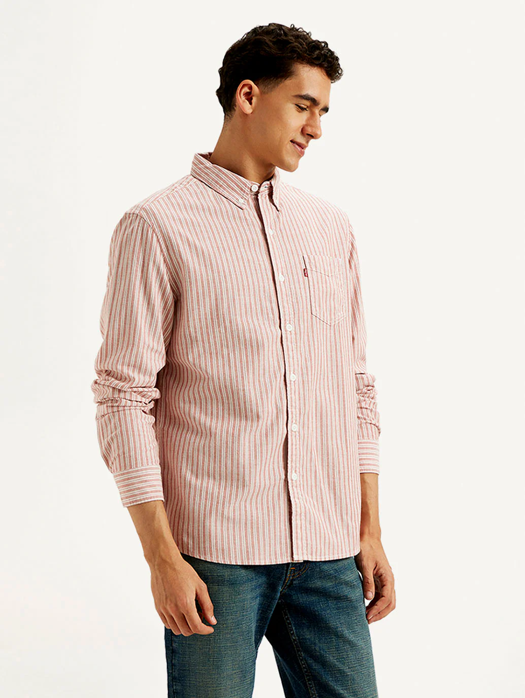Men's Striped Slim Fit Oxford Shirt - Image 5