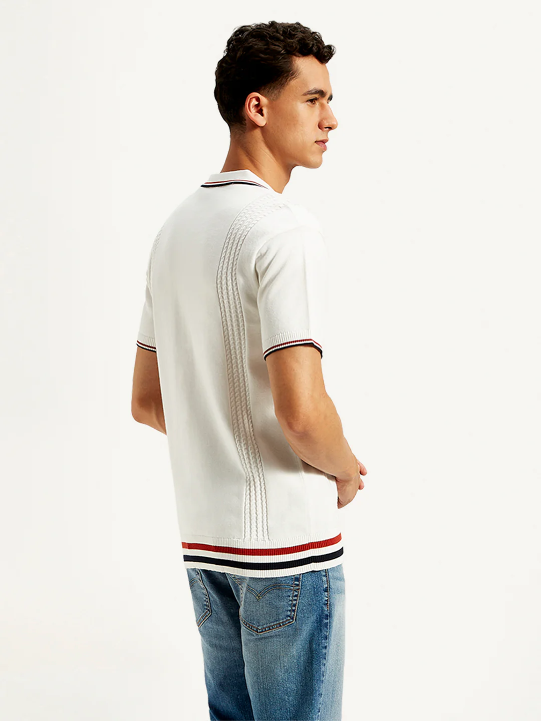 Men's Striped Slim Fit Polo T-Shirt - Image 3
