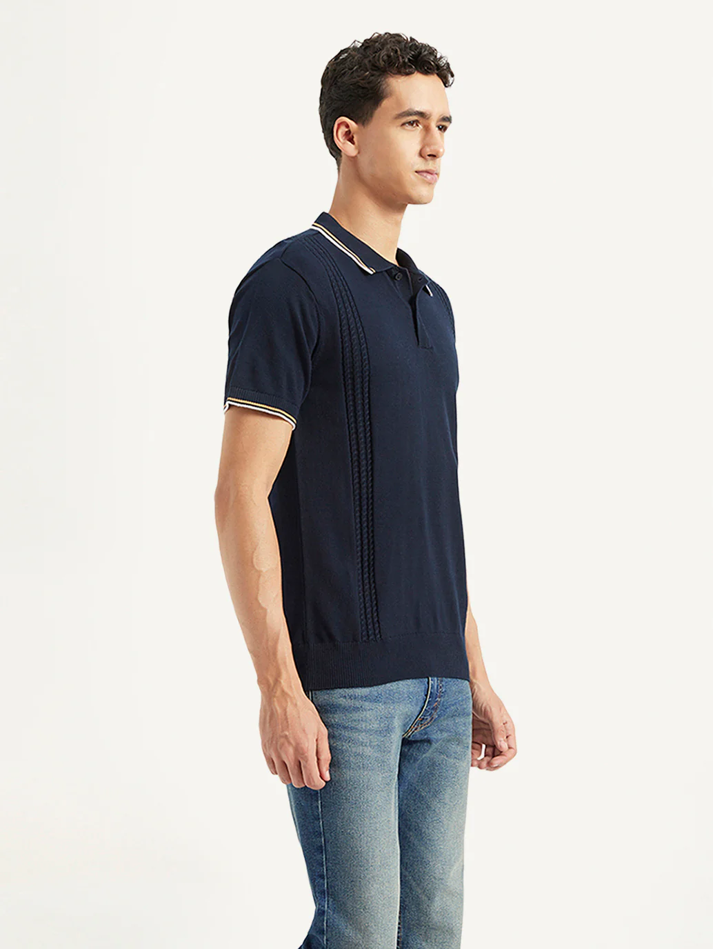 Men's Striped Slim Fit Polo T-Shirt - Image 4