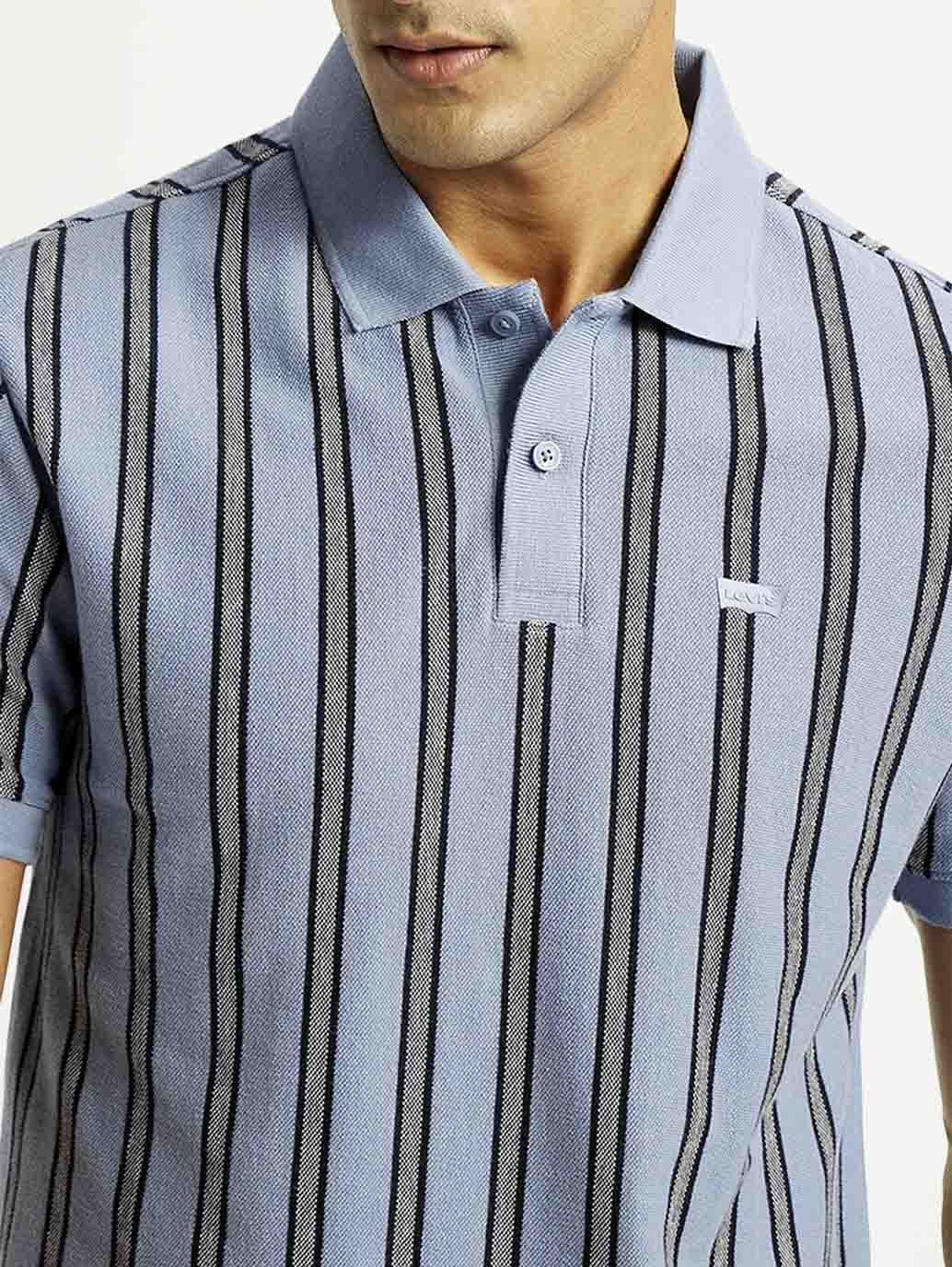 Men's Striped Slim Fit Polo T-shirt - Image 3