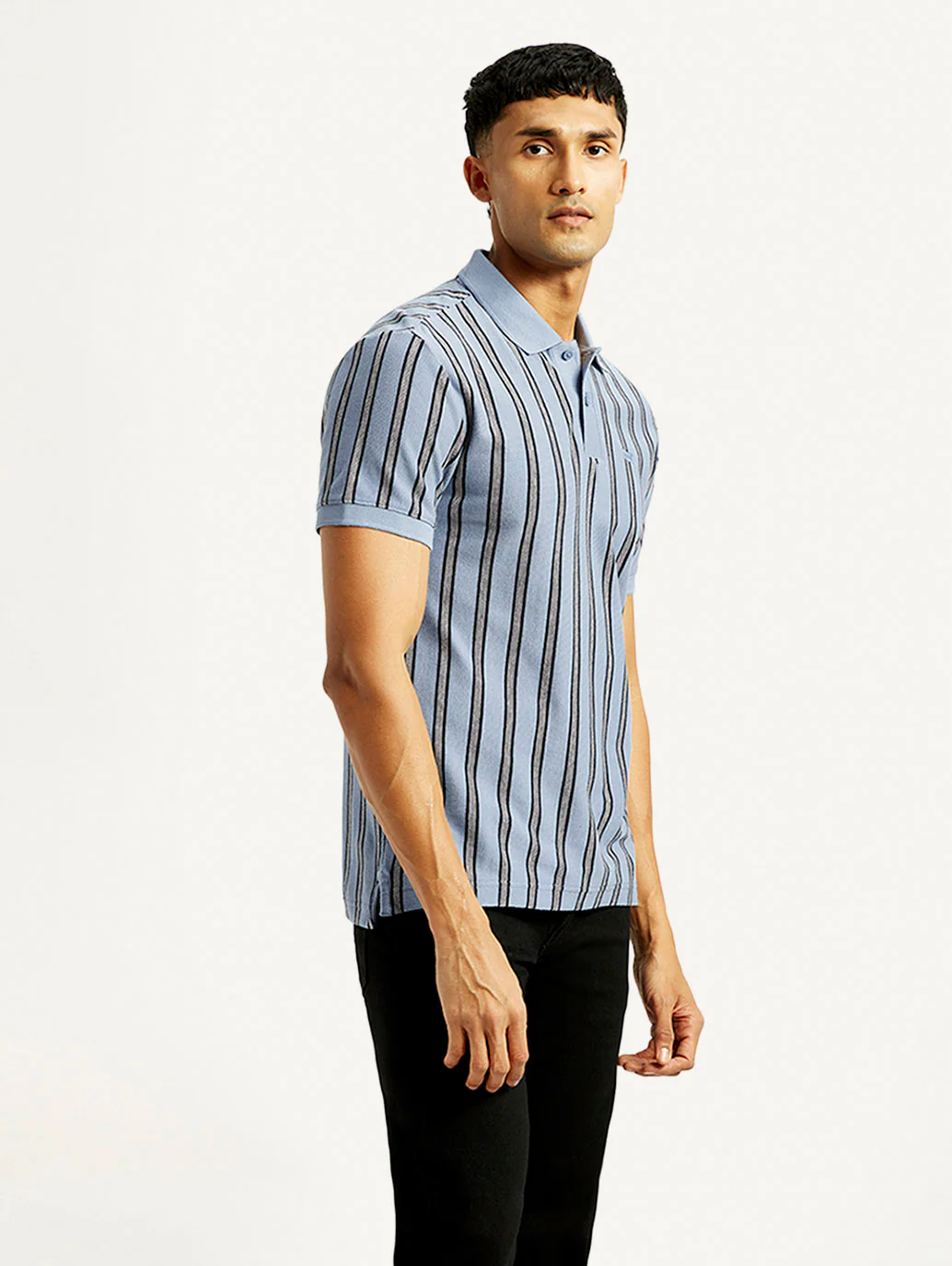 Men's Striped Slim Fit Polo T-shirt - Image 4