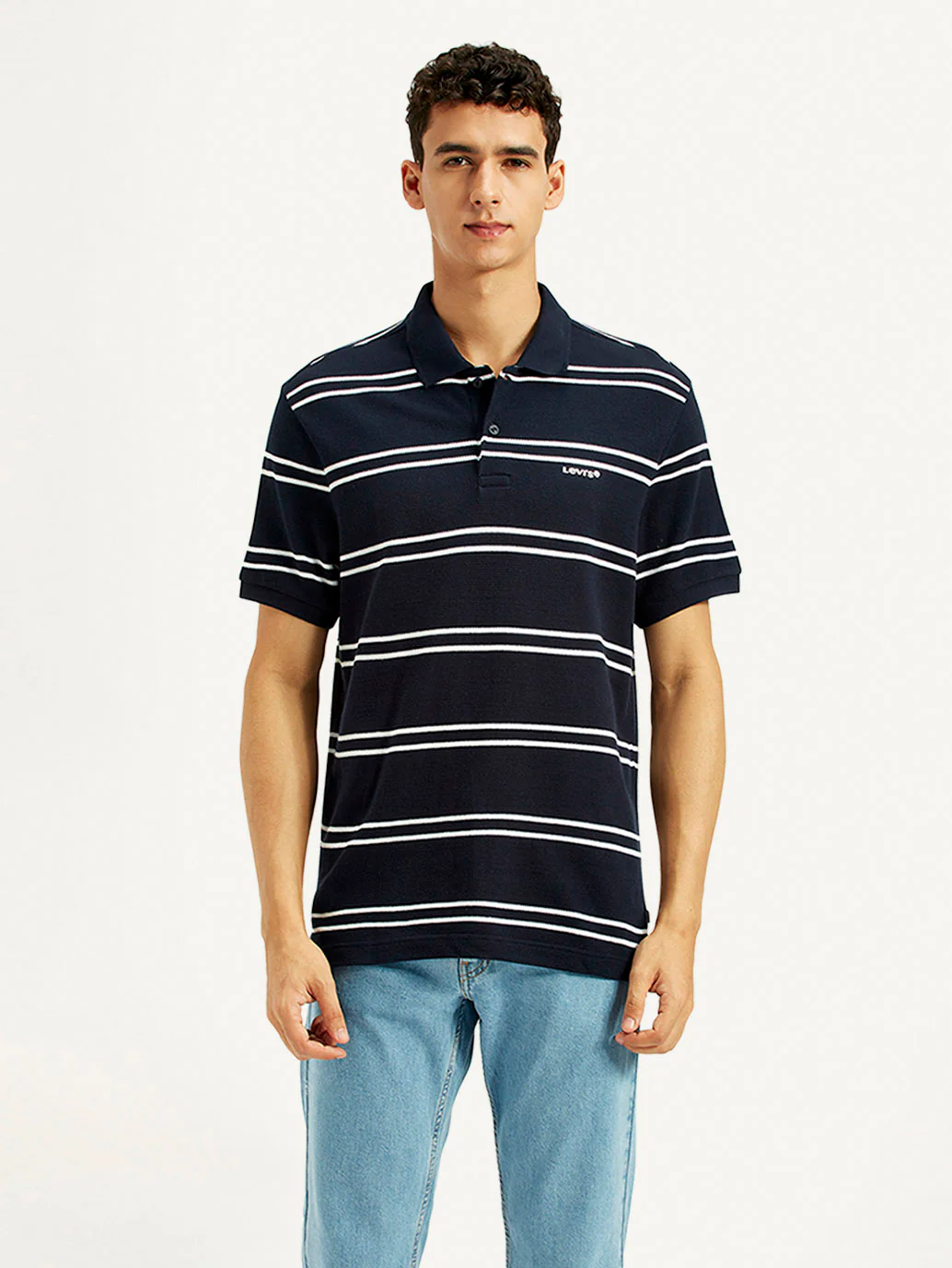 Men's Striped Slim Fit Polo T-shirt - Image 2
