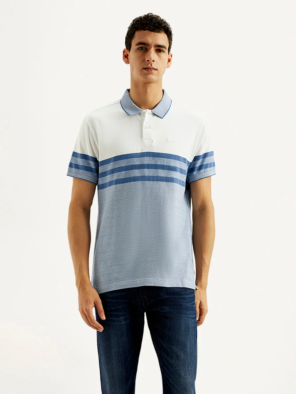 Men's Striped Slim Fit Polo T-shirt - Image 2