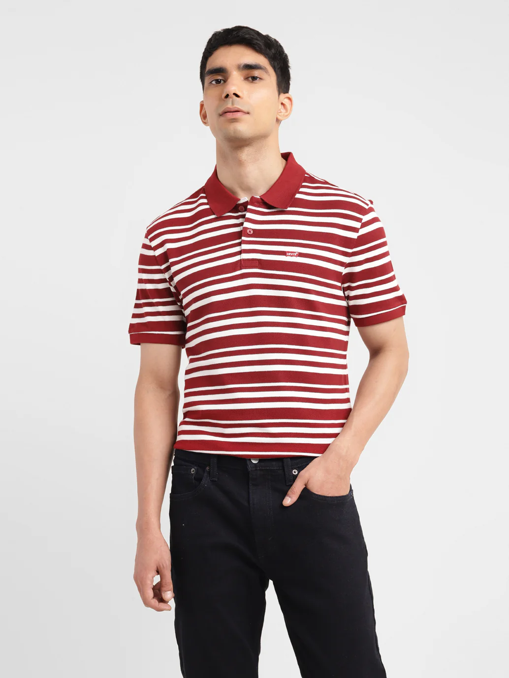 Men's Striped Slim Fit Polo T-shirt