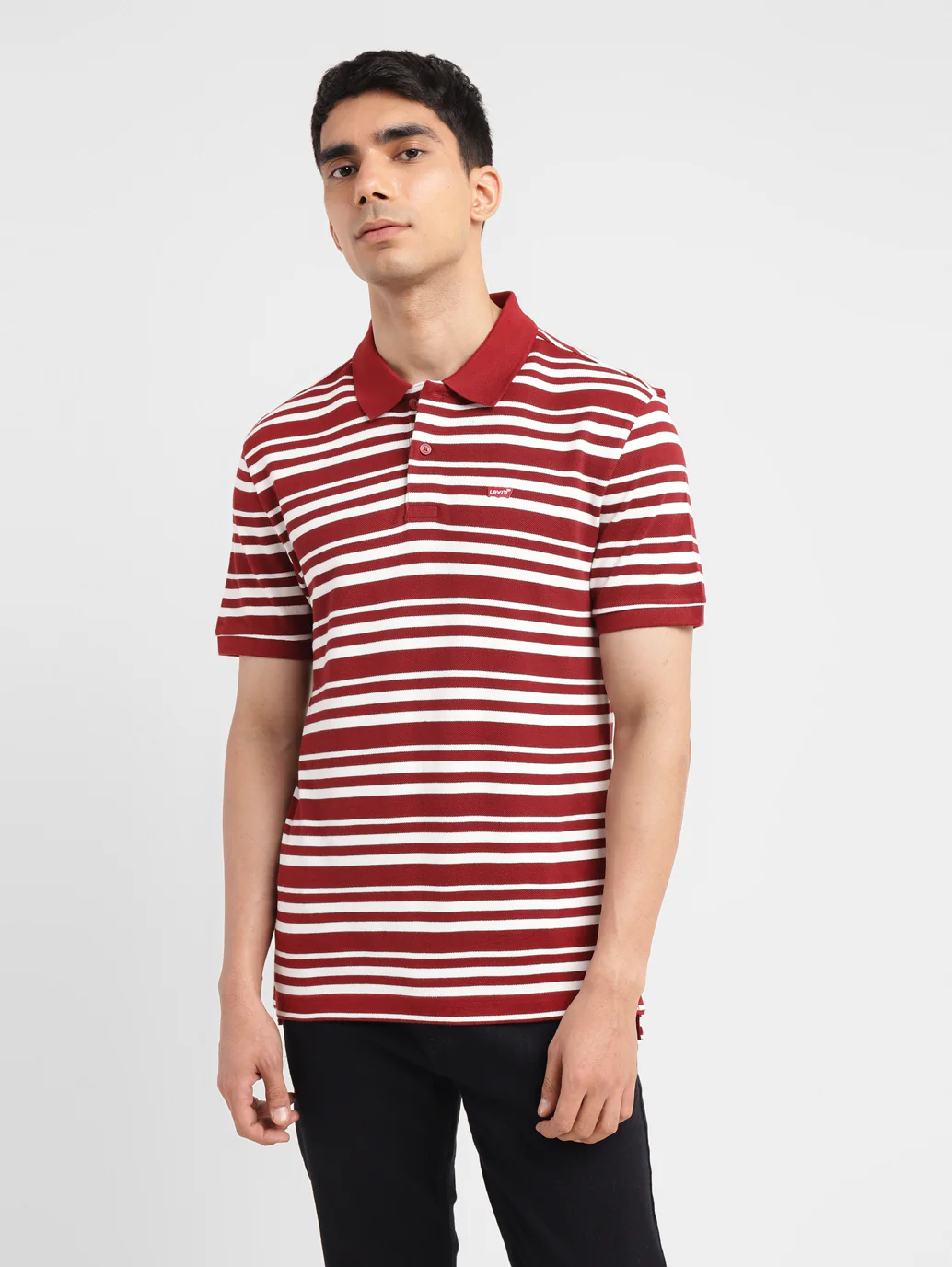 Men's Striped Slim Fit Polo T-shirt - Image 2