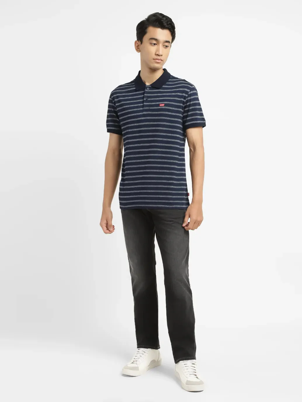 Men's Striped Slim Fit Polo T-shirt
