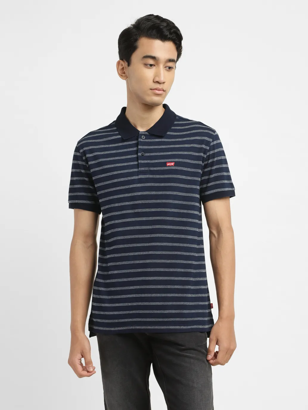 Men's Striped Slim Fit Polo T-shirt - Image 2