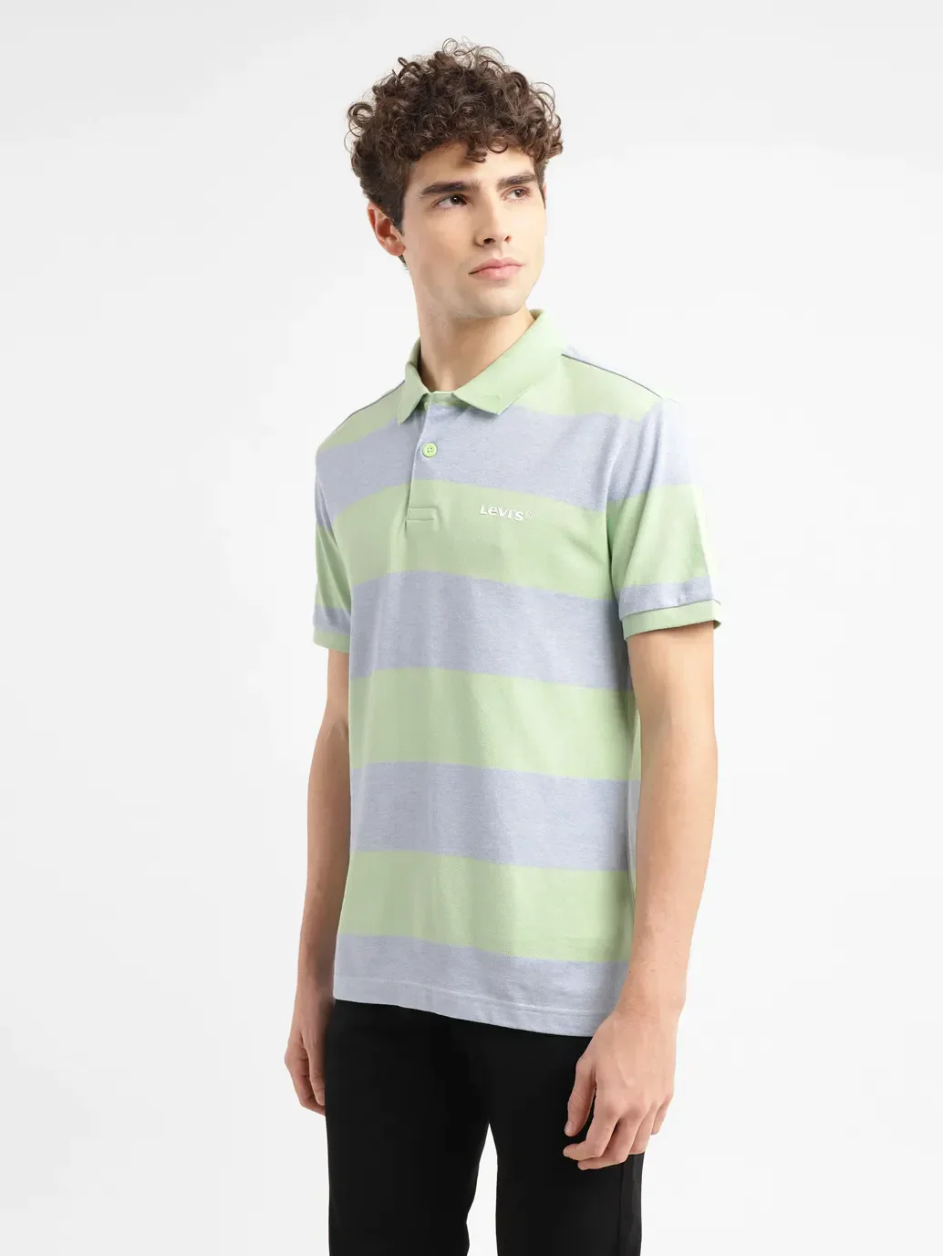 Men's Striped Slim Fit Polo T-shirt - Image 4