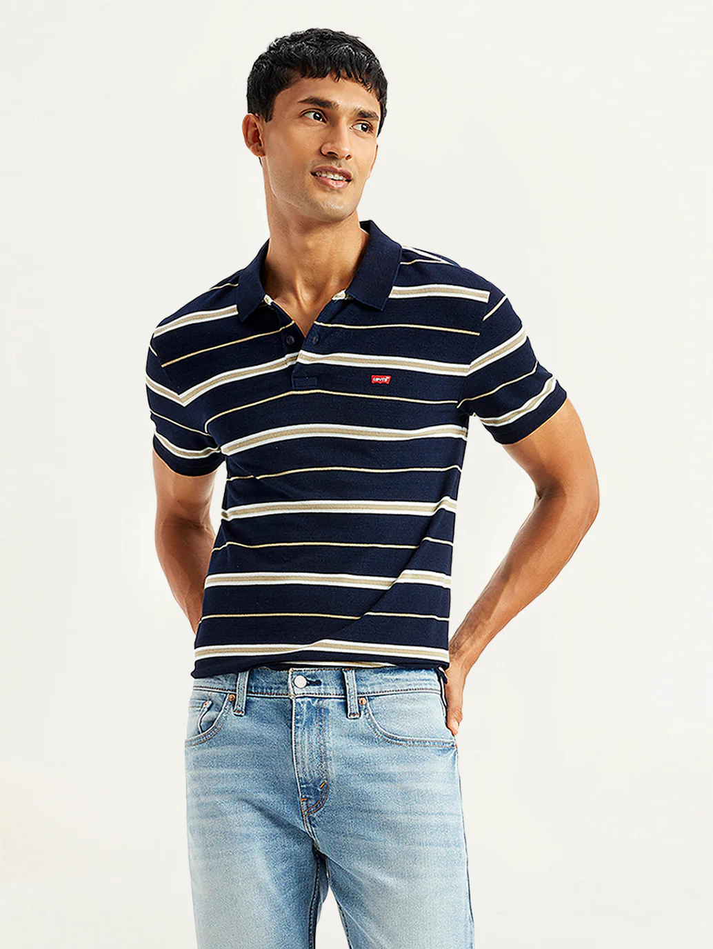 Men's Striped Slim Fit Polo T-Shirt