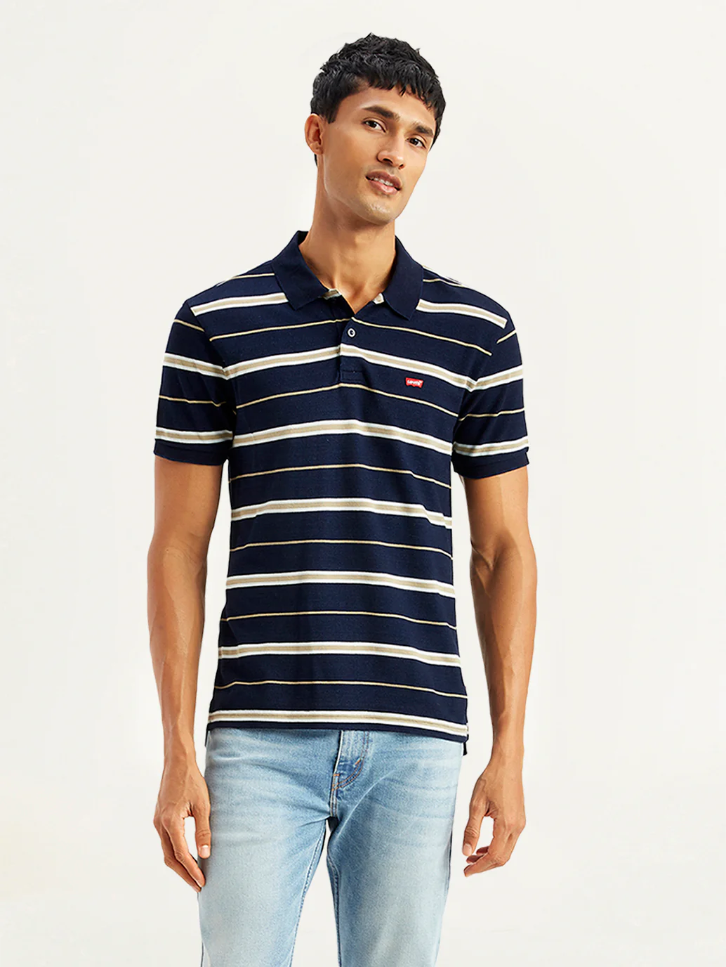 Men's Striped Slim Fit Polo T-Shirt - Image 2