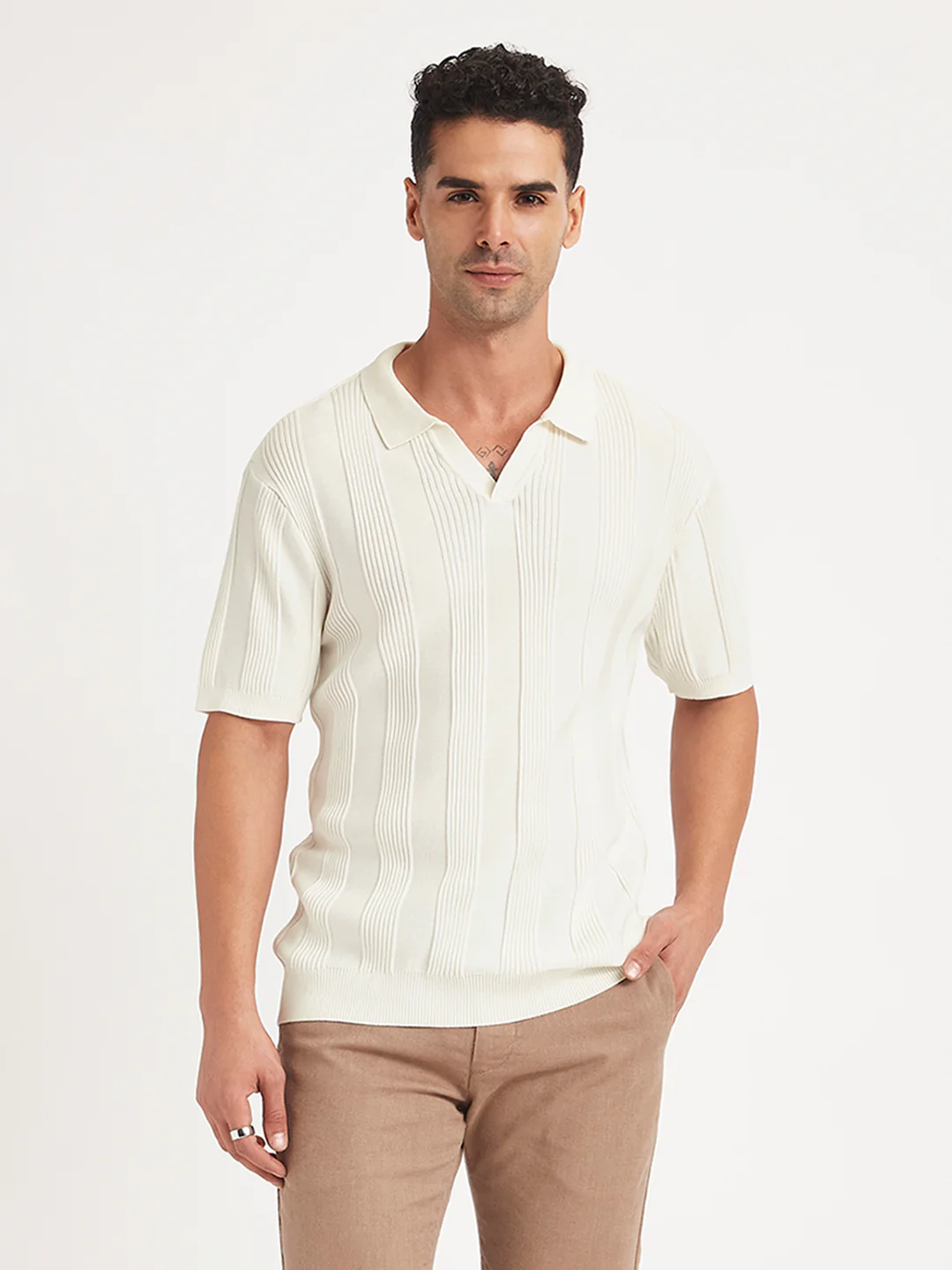 Men's Redloop Striped Slim Fit Polo T-Shirt - Image 2