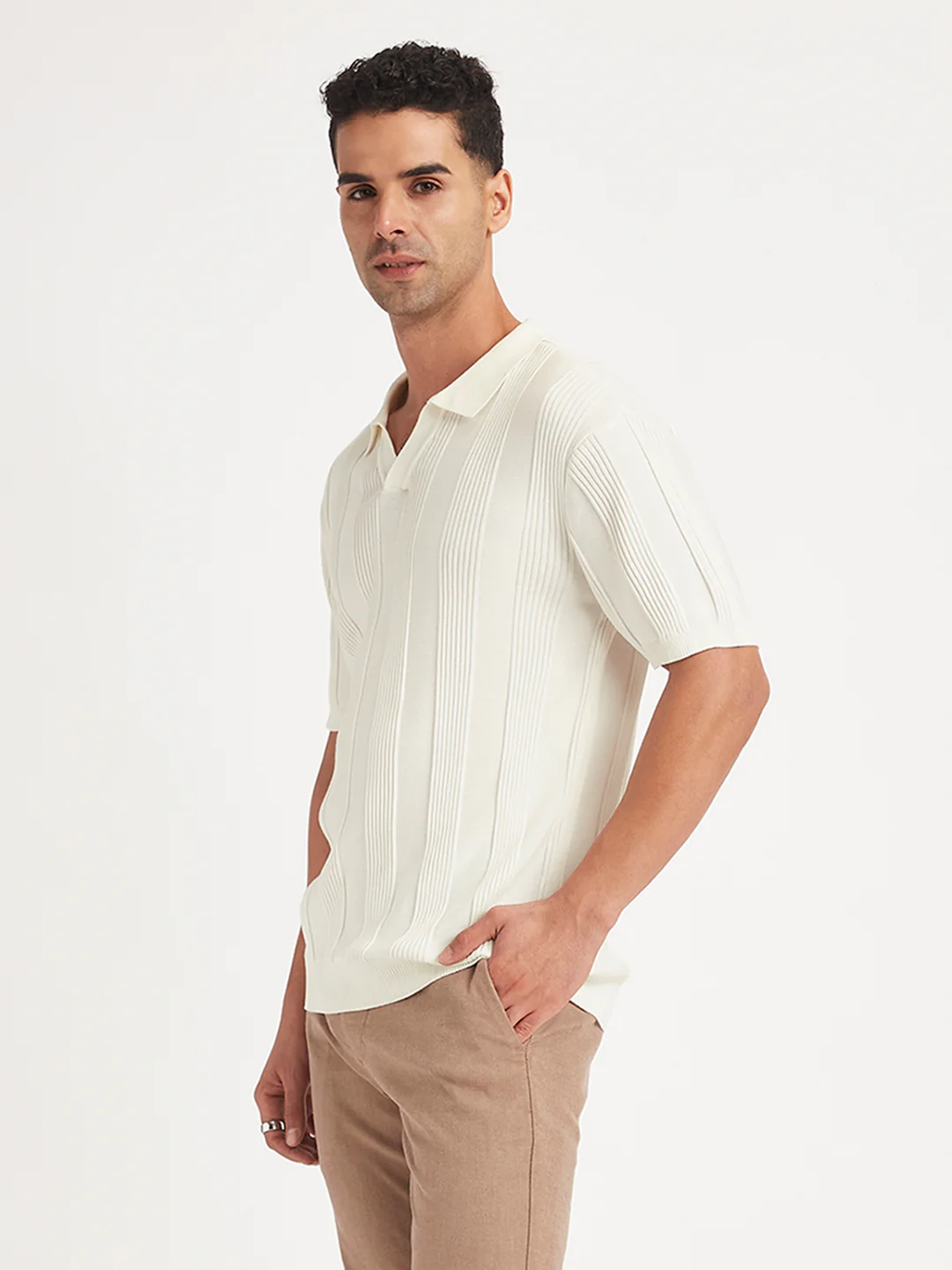 Men's Redloop Striped Slim Fit Polo T-Shirt - Image 4