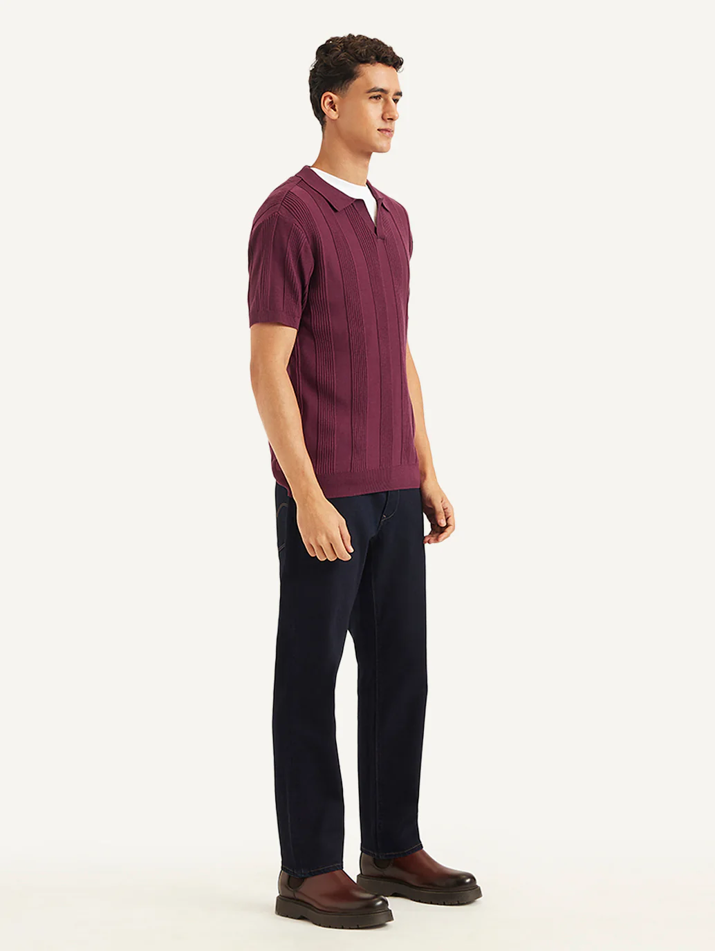 Men's Redloop Striped Slim Fit Polo T-Shirt - Image 2