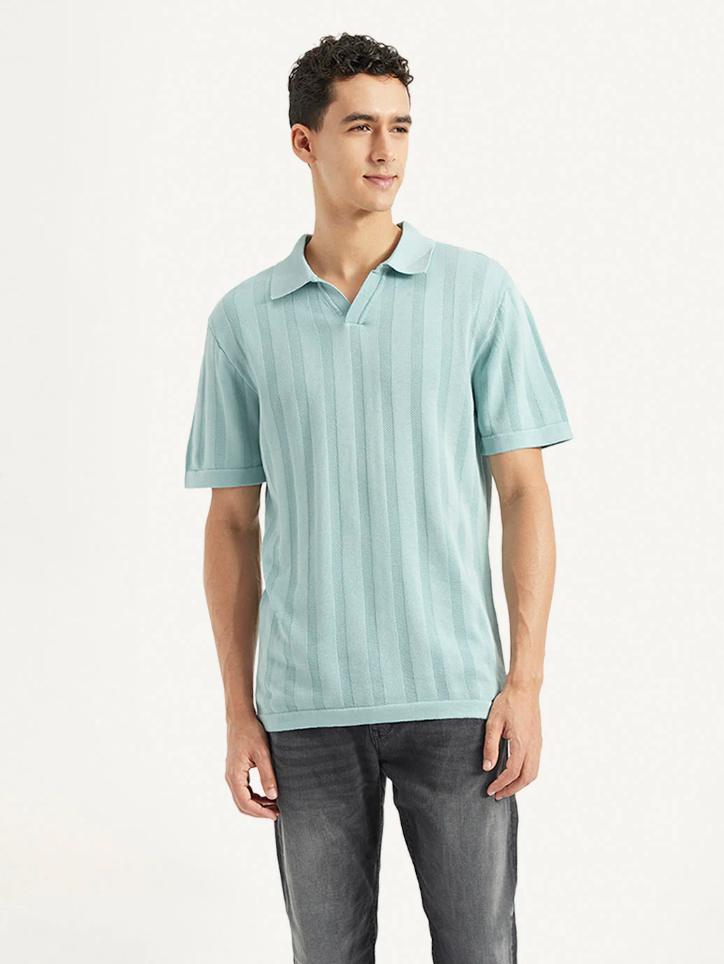 Men's Redloop Striped Slim Fit Polo T-shirt - Image 2