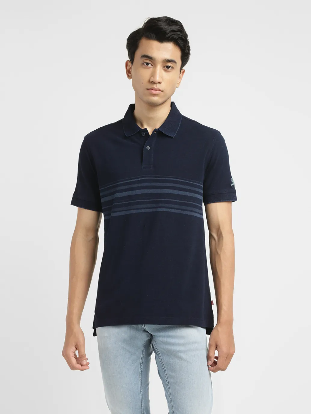 Men's Striped Slim Fit Polo T-shirt - Image 2