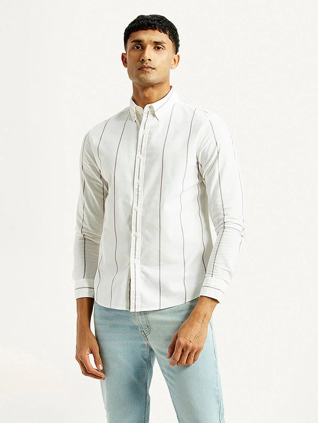 Men's Striped Slim Fit Oxford Shirt