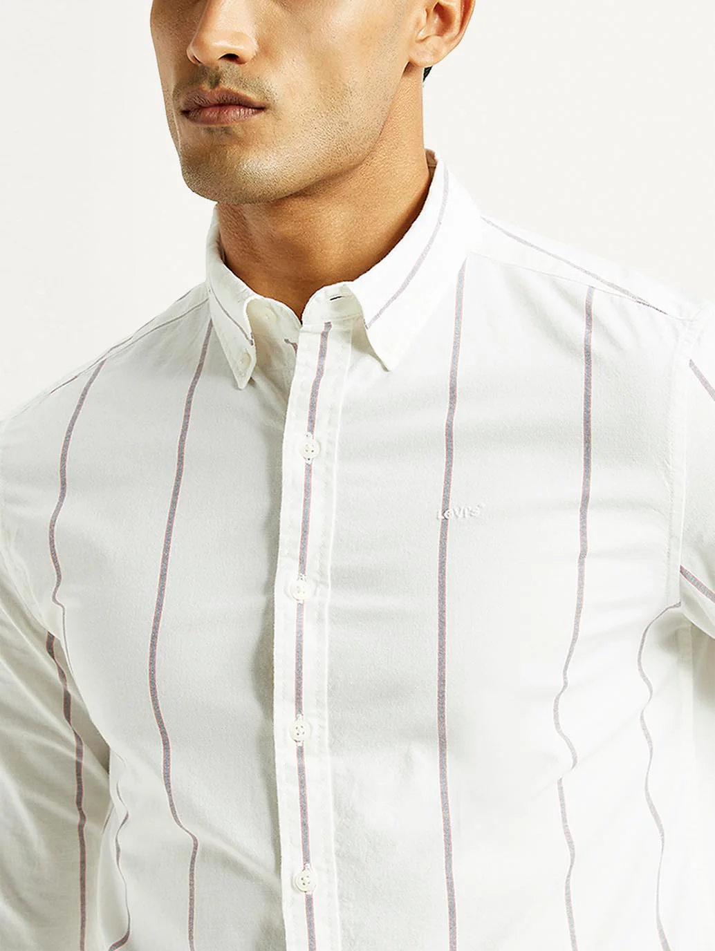 Men's Striped Slim Fit Oxford Shirt - Image 4