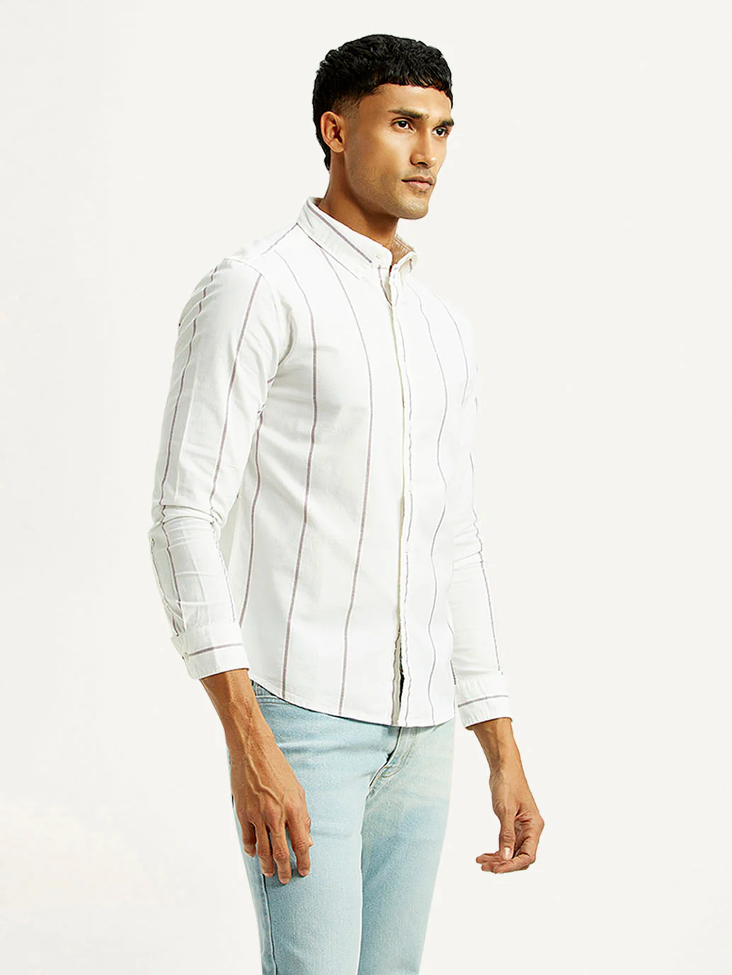 Men's Striped Slim Fit Oxford Shirt - Image 5